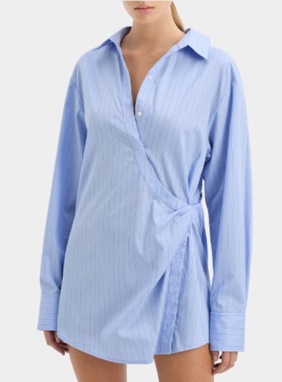 SIR The Label Lori Striped Wrap Shirt Mini Dress Womens Small